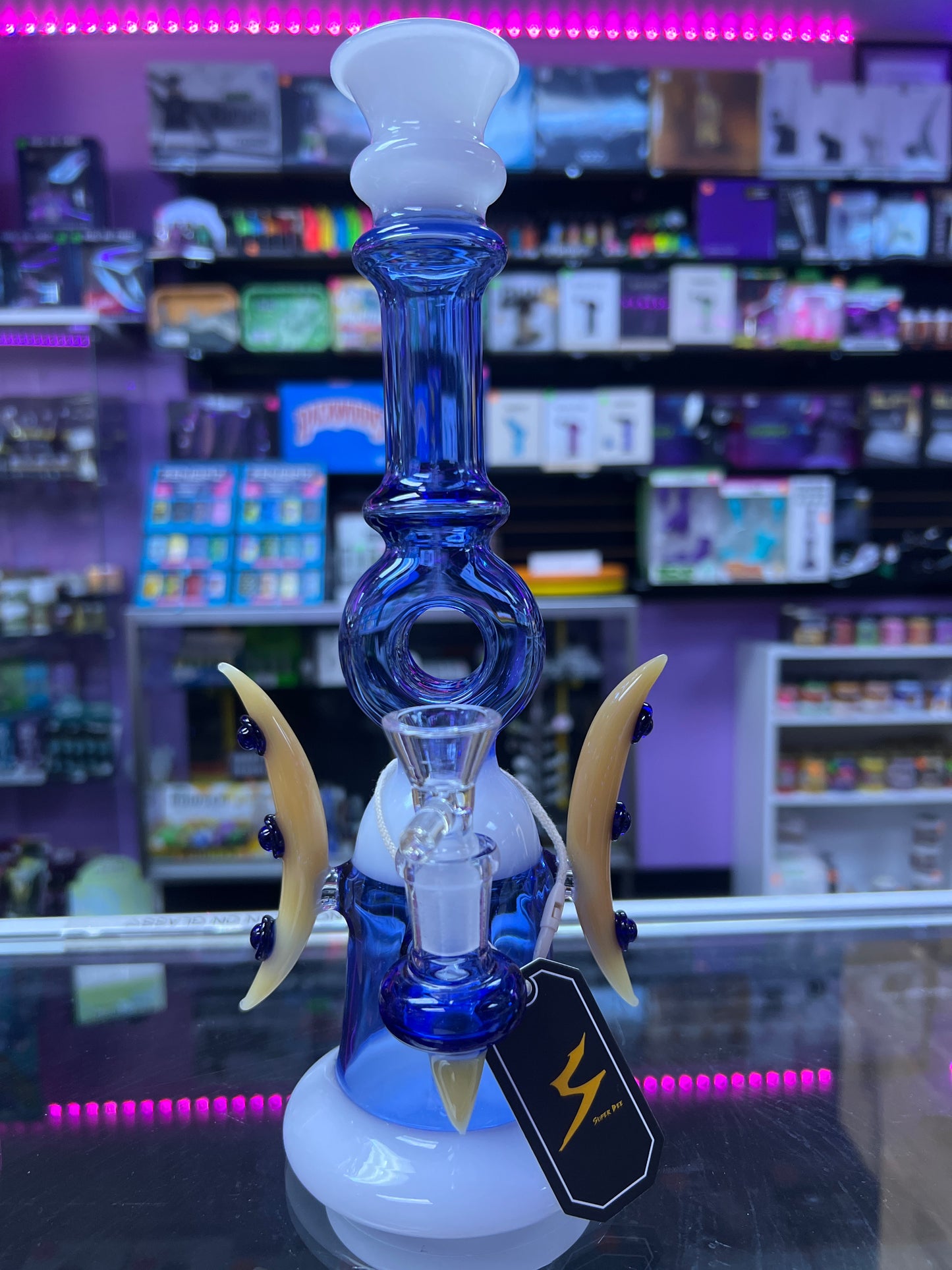 Super Bee Glass Moon Decal Water Pipe
