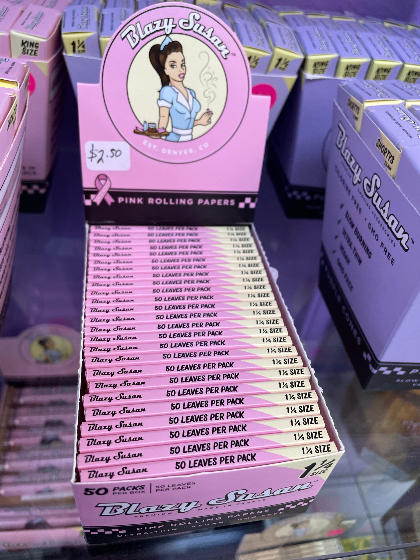 Blazy Susan Pink Rolling Papers- 1 1/4 Size