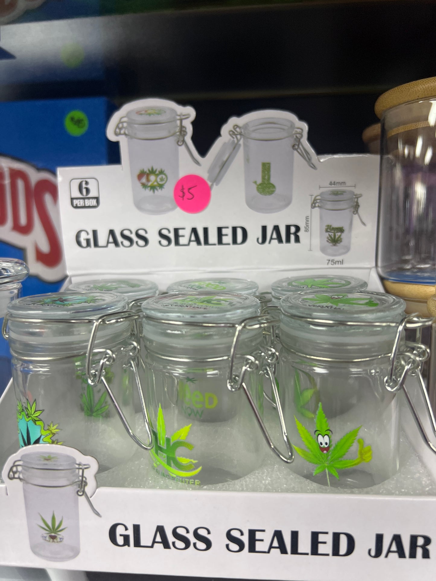 Sealed Glass Jar 75ml Size - Leaf Designs