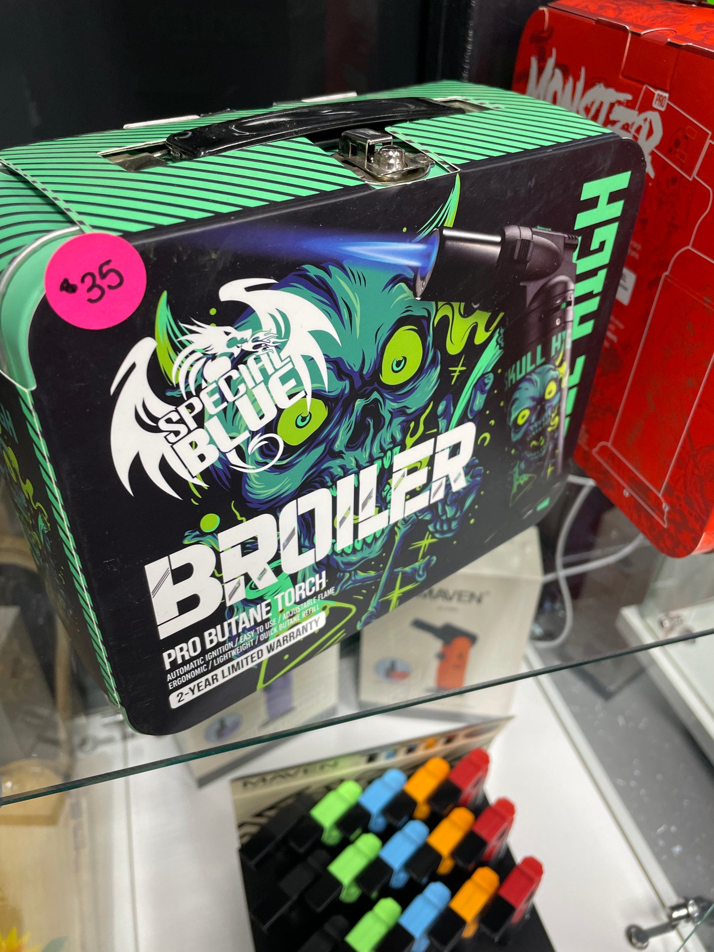 Special Blue Broiler Butane Torch with Metal Case - Skull High