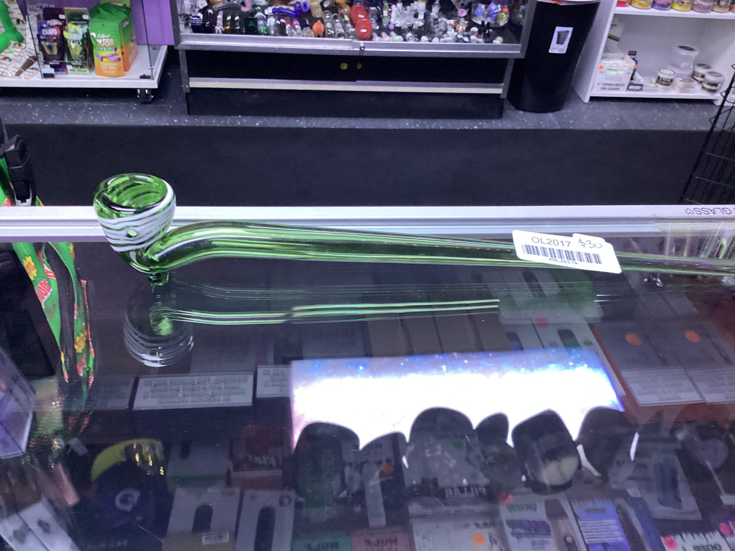 Green Gandalf Pipe With White Spiral Bowl Design