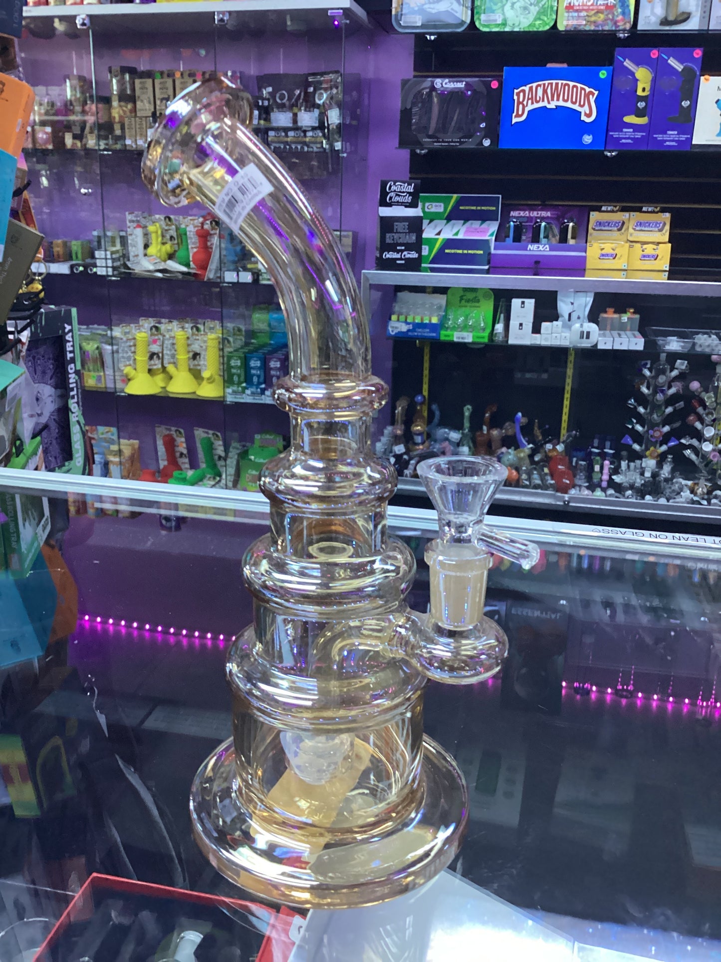 Brown Iridescent Stacked Water Pipe