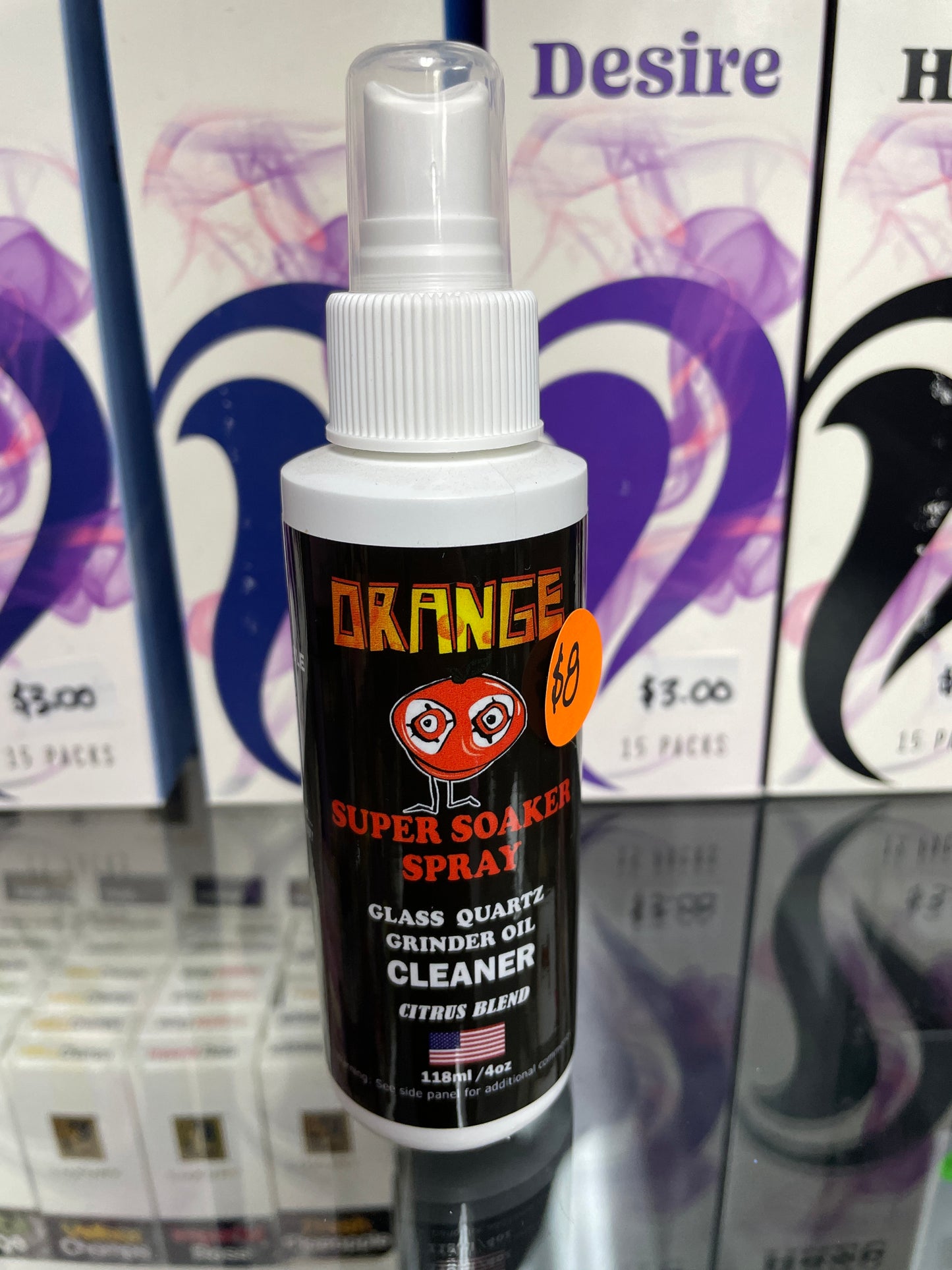 Orange Chronic Super Soaker 4 oz spray Glass Quartz Grinder Oil Cleaner