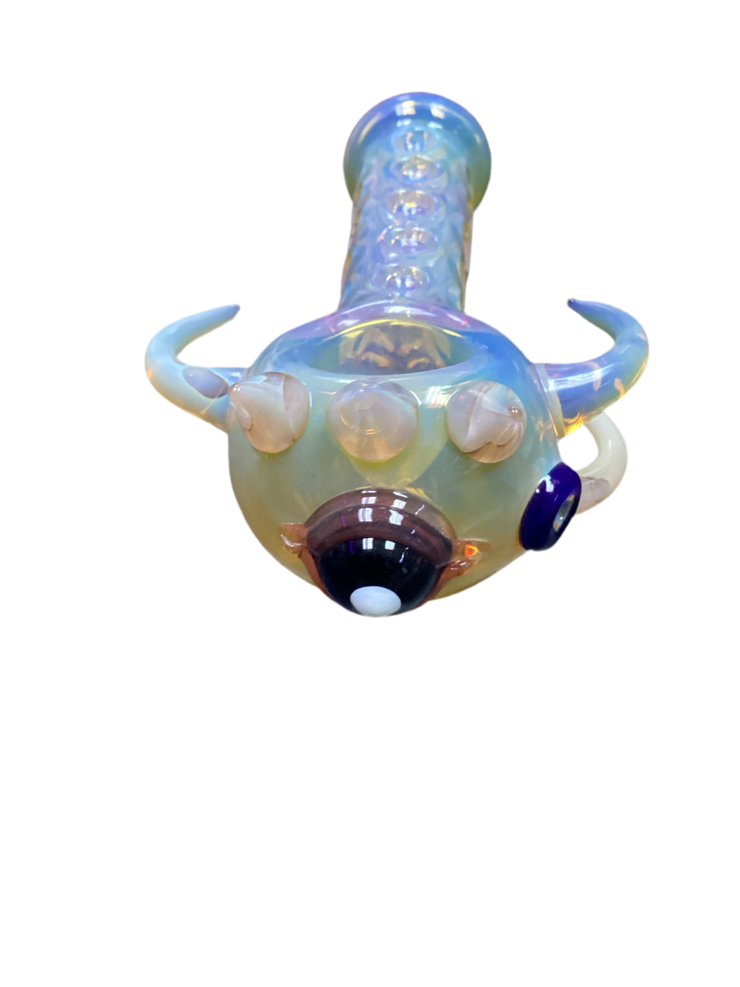 White Handpipe - Eyeball With Horn Design