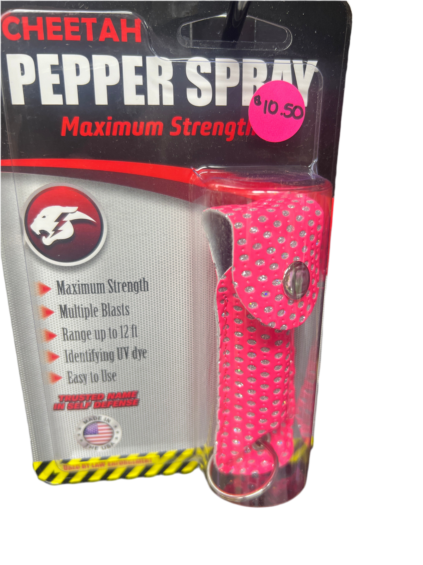 Cheetah Pepper Spray with Keychain Holder - Pink