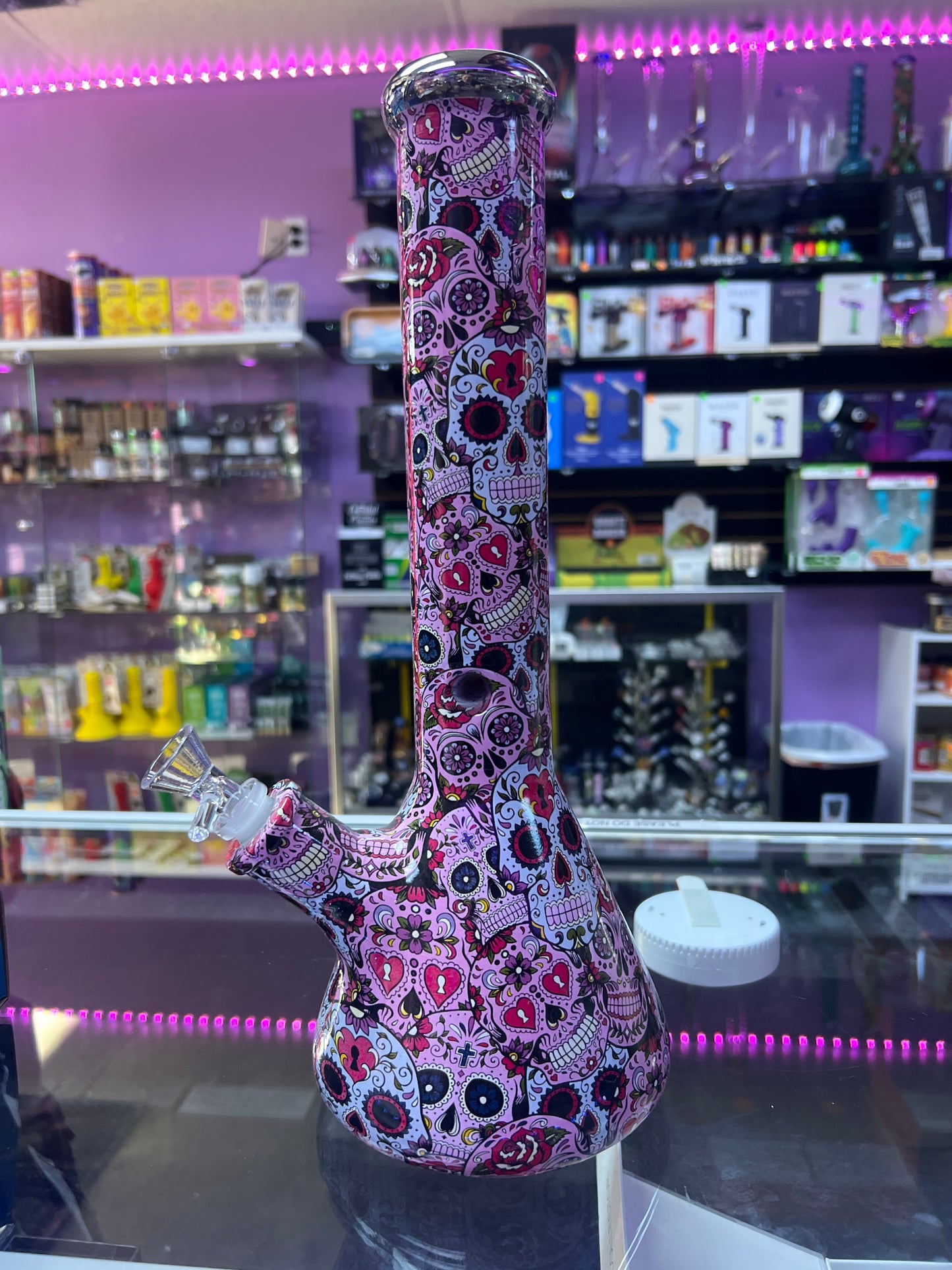 Sugar Skull Beaker Bong