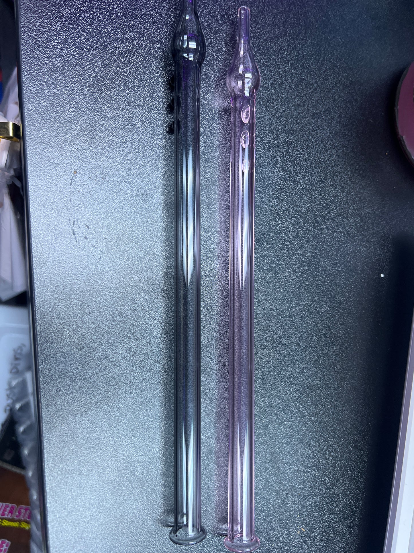 Long Glass Dab Straw with Bead Accent