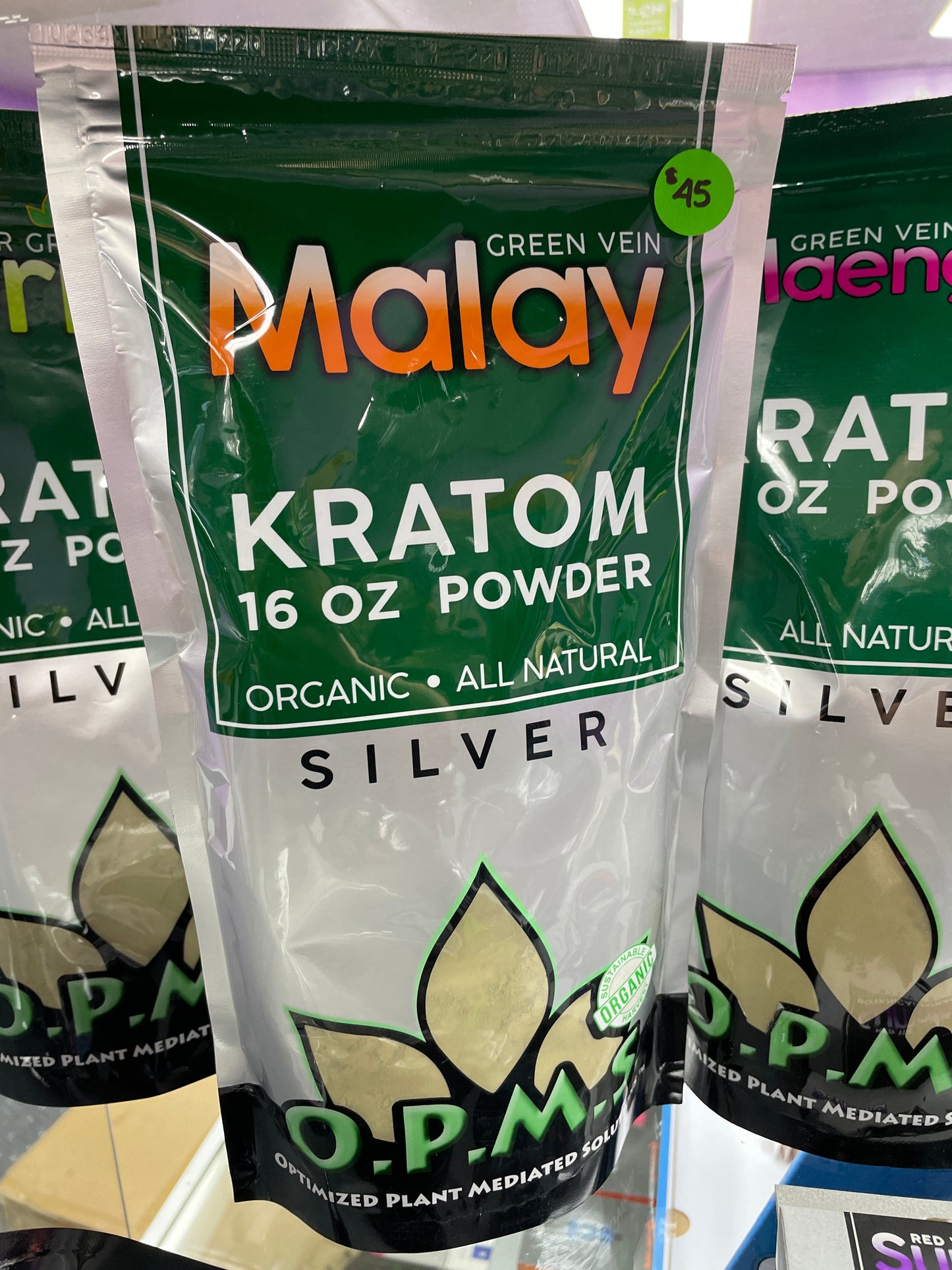 O.P.M.S. Kratom Powder - 16oz - Green Vein Malay