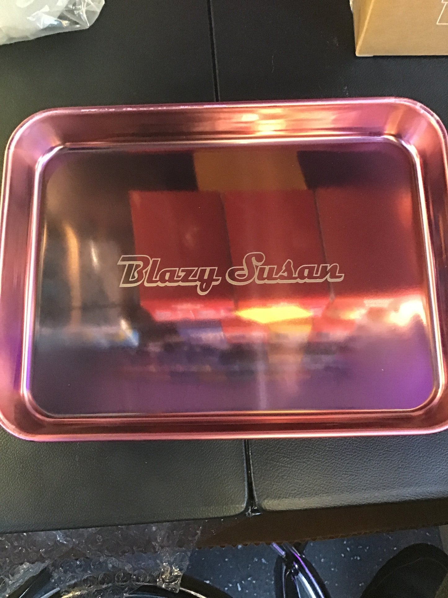 Blazy Susan Metallic Rolling Tray Purple
