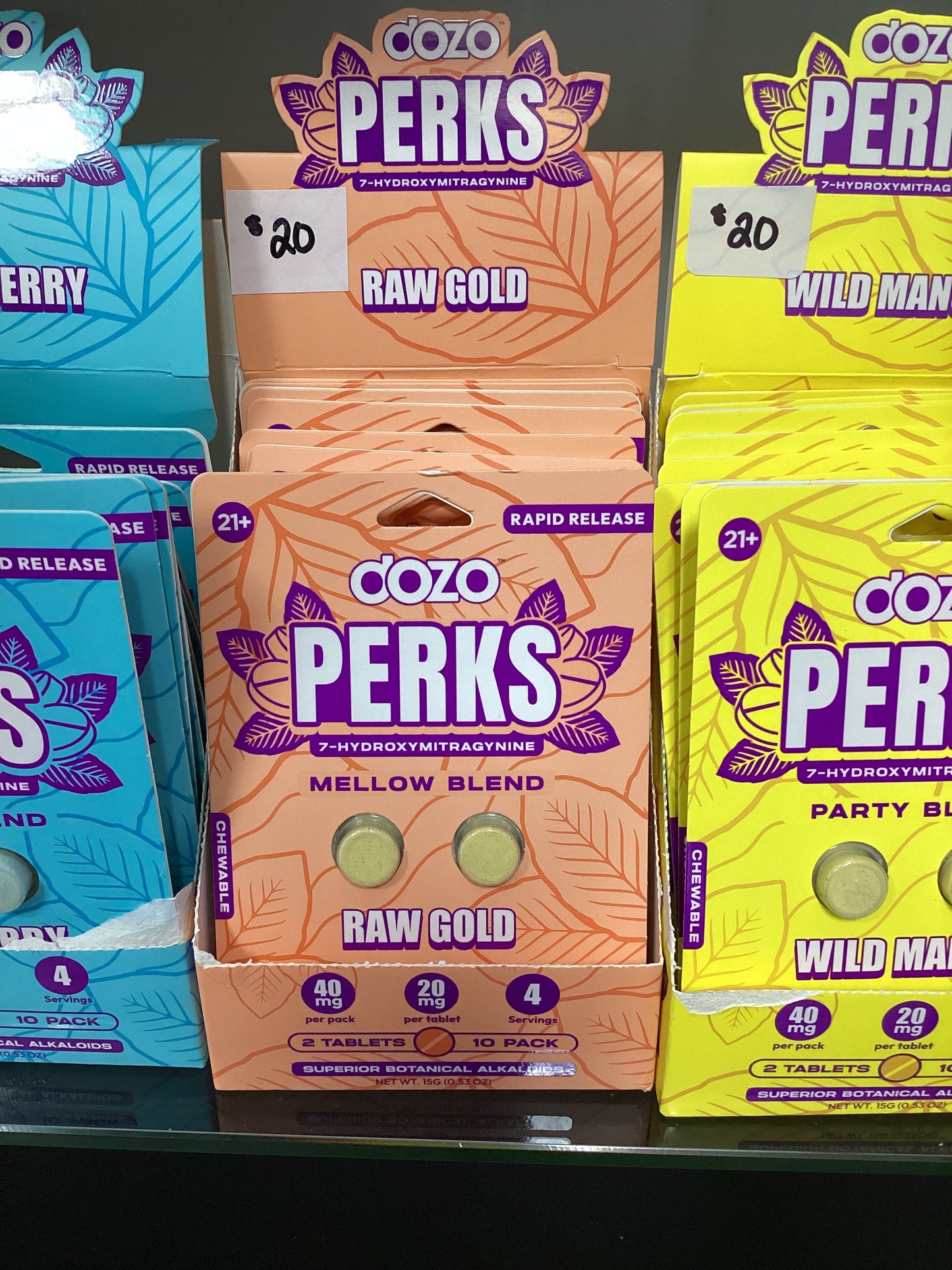Dozo Perks 7-Hydroxymitragynine - 40mg 2 Tablets - Raw Gold