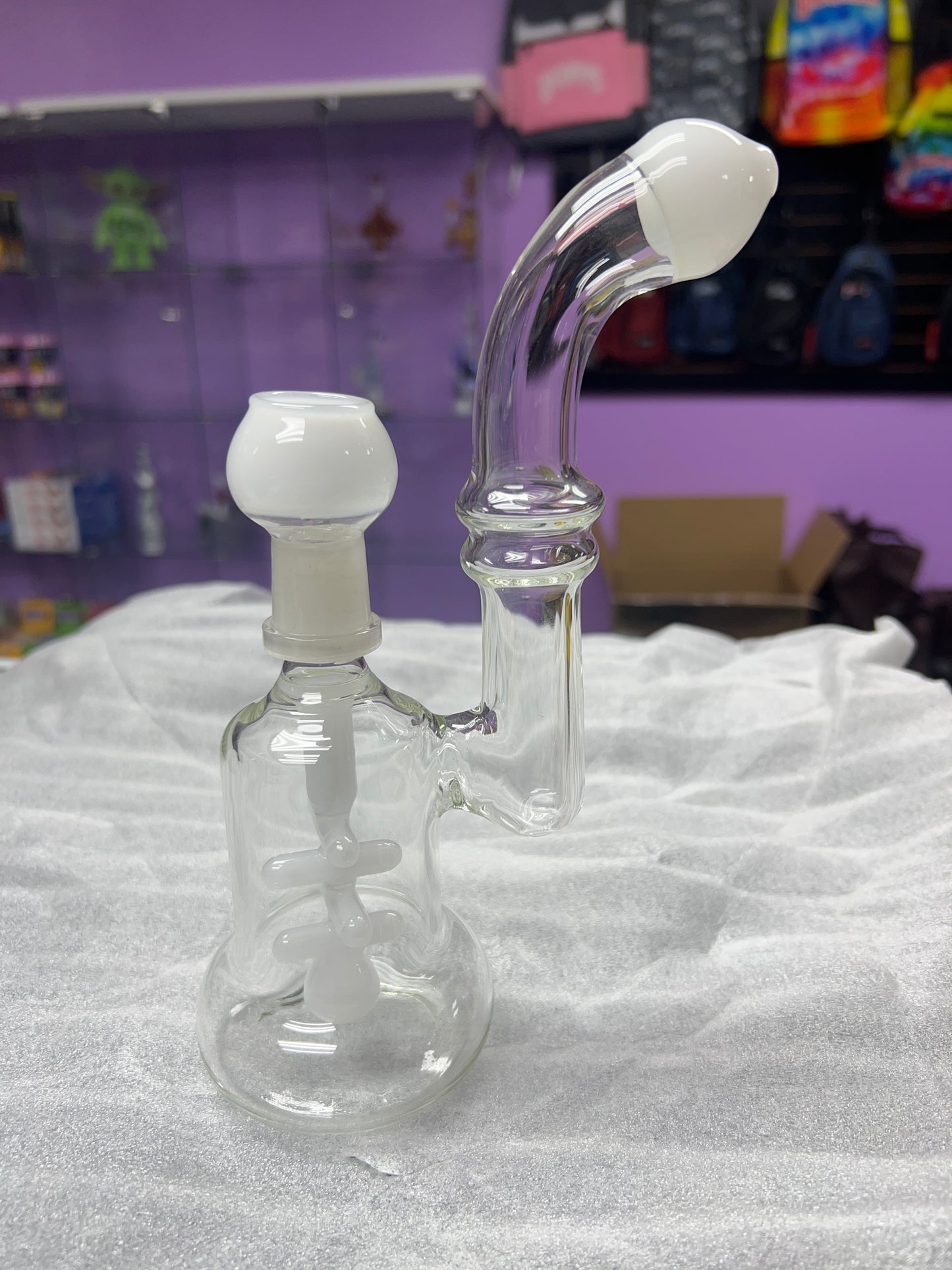 White Glass Dab Rig w Glass Nail & Dome