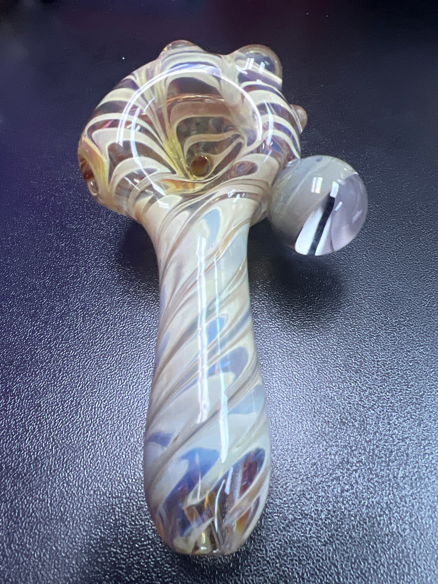 Local Blown Hand Pipe - Cream Swirl