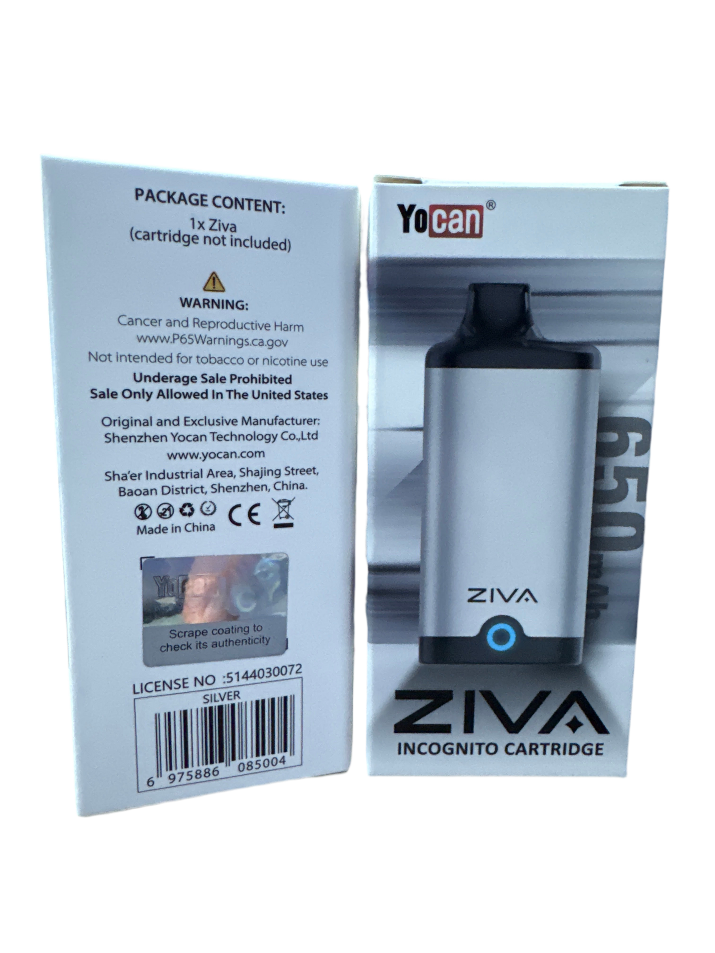 YoCan Ziva 650mAh 510 Battery (Silver)