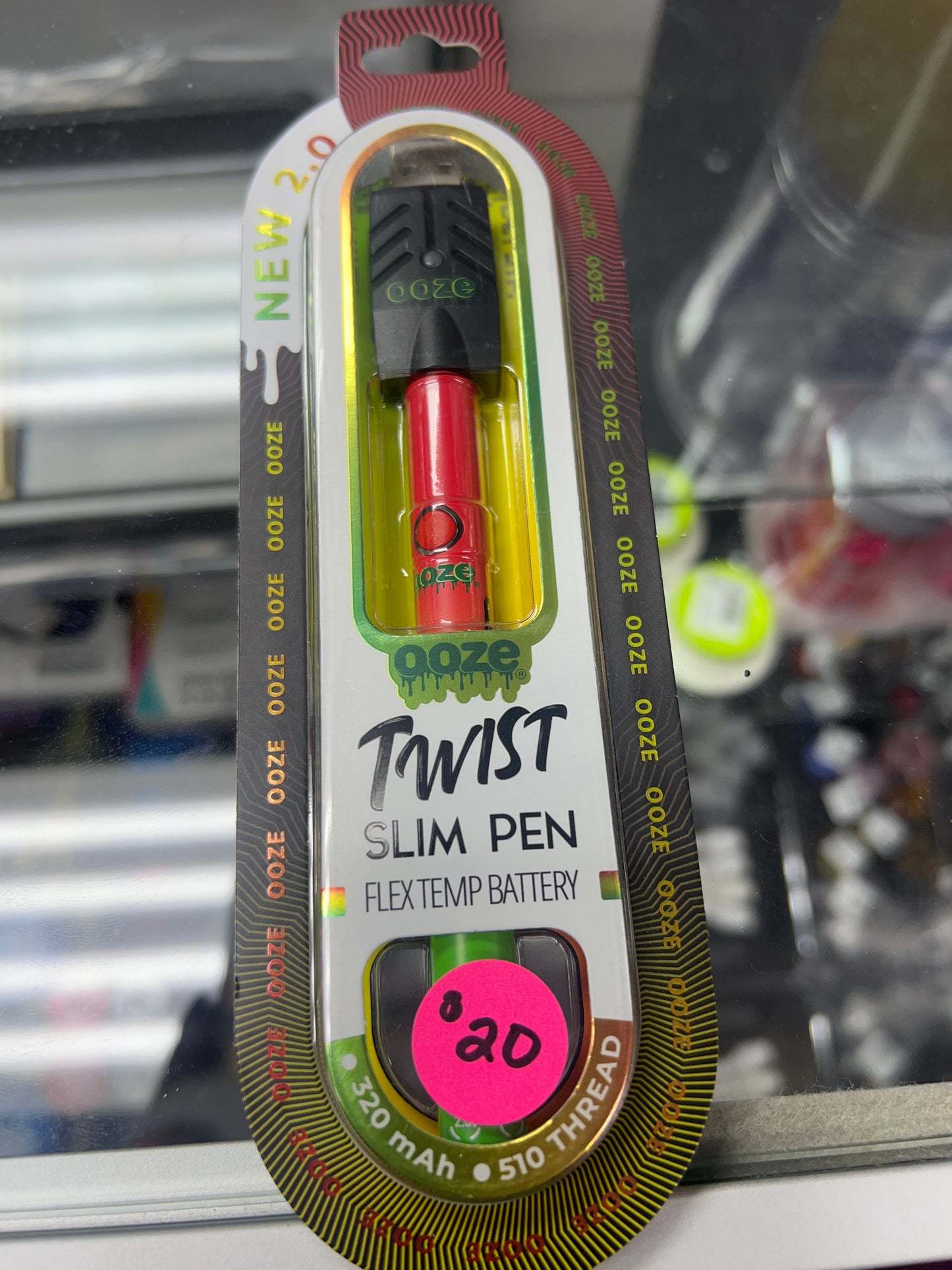 OOZE Twist Slim Pen 320mah 510 Battery with Charger - Rasta Red & Green