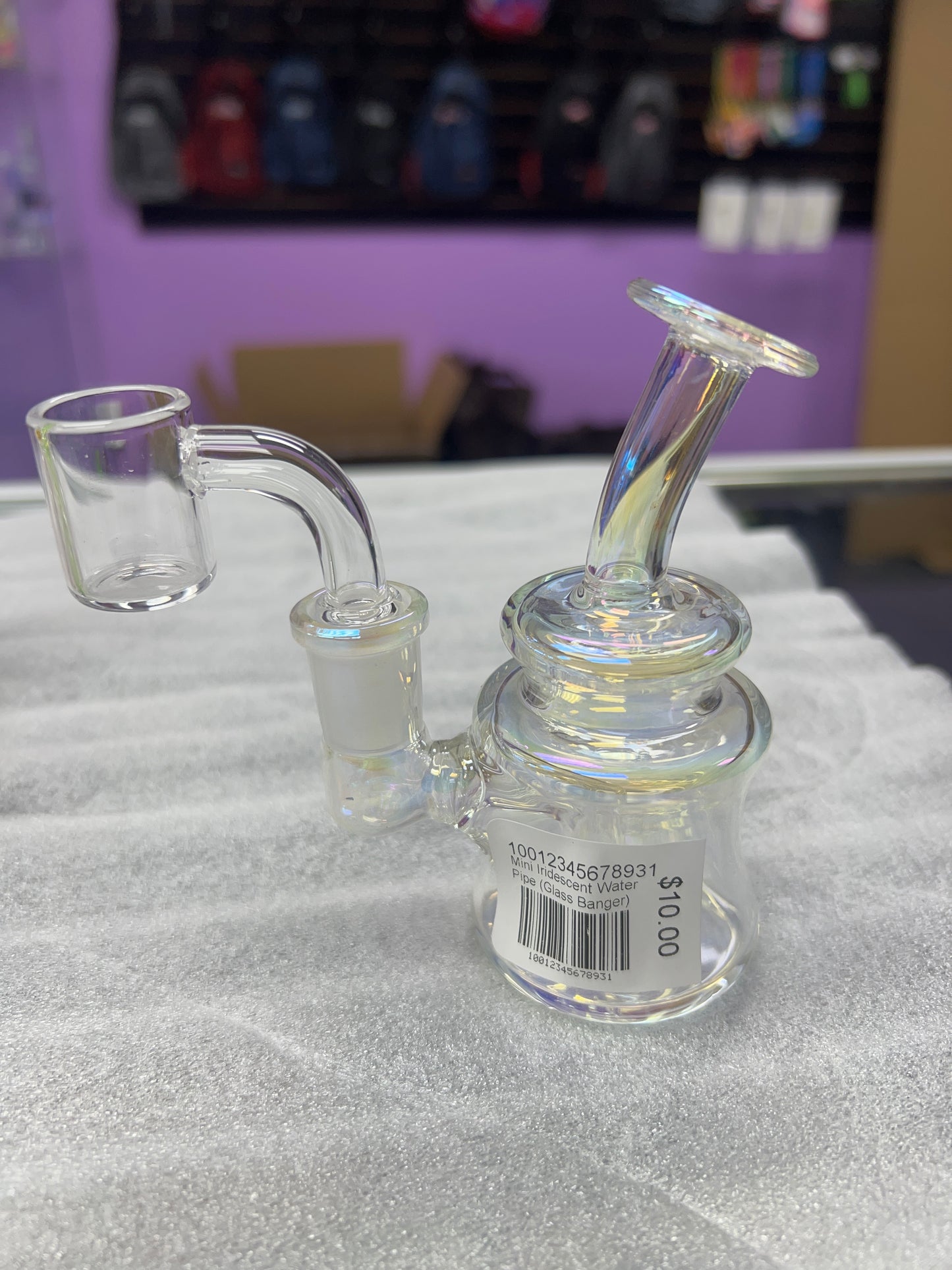 Mini Iridescent Water Pipe (Glass Banger)