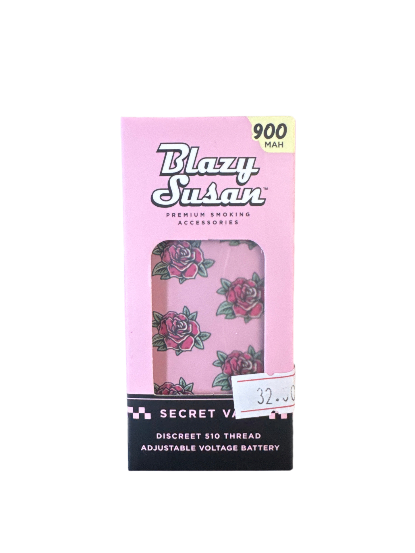 Blazy Susan Secret Vape 900mah 510 thread battery (pink and red rose design)