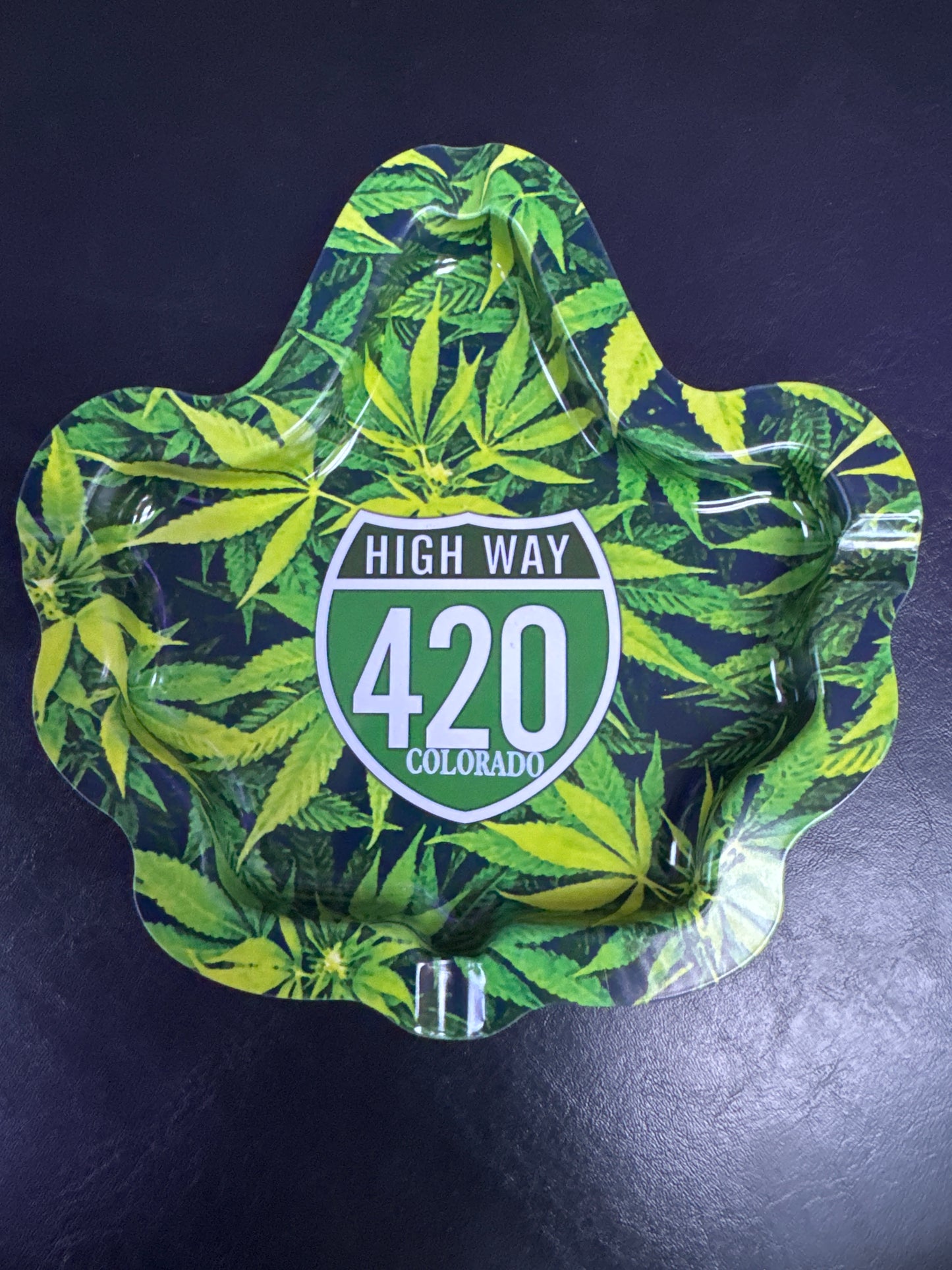Pot Leaf Colorado Tin Ashtray 6” (High way 420)