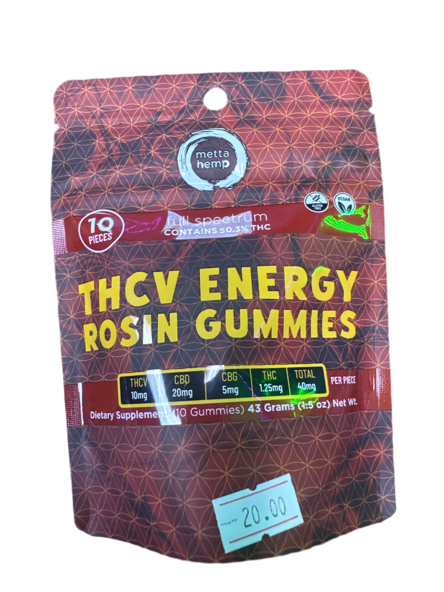 Thcv Energy Rosin Gummies - THC 10mg - CBD 20mg