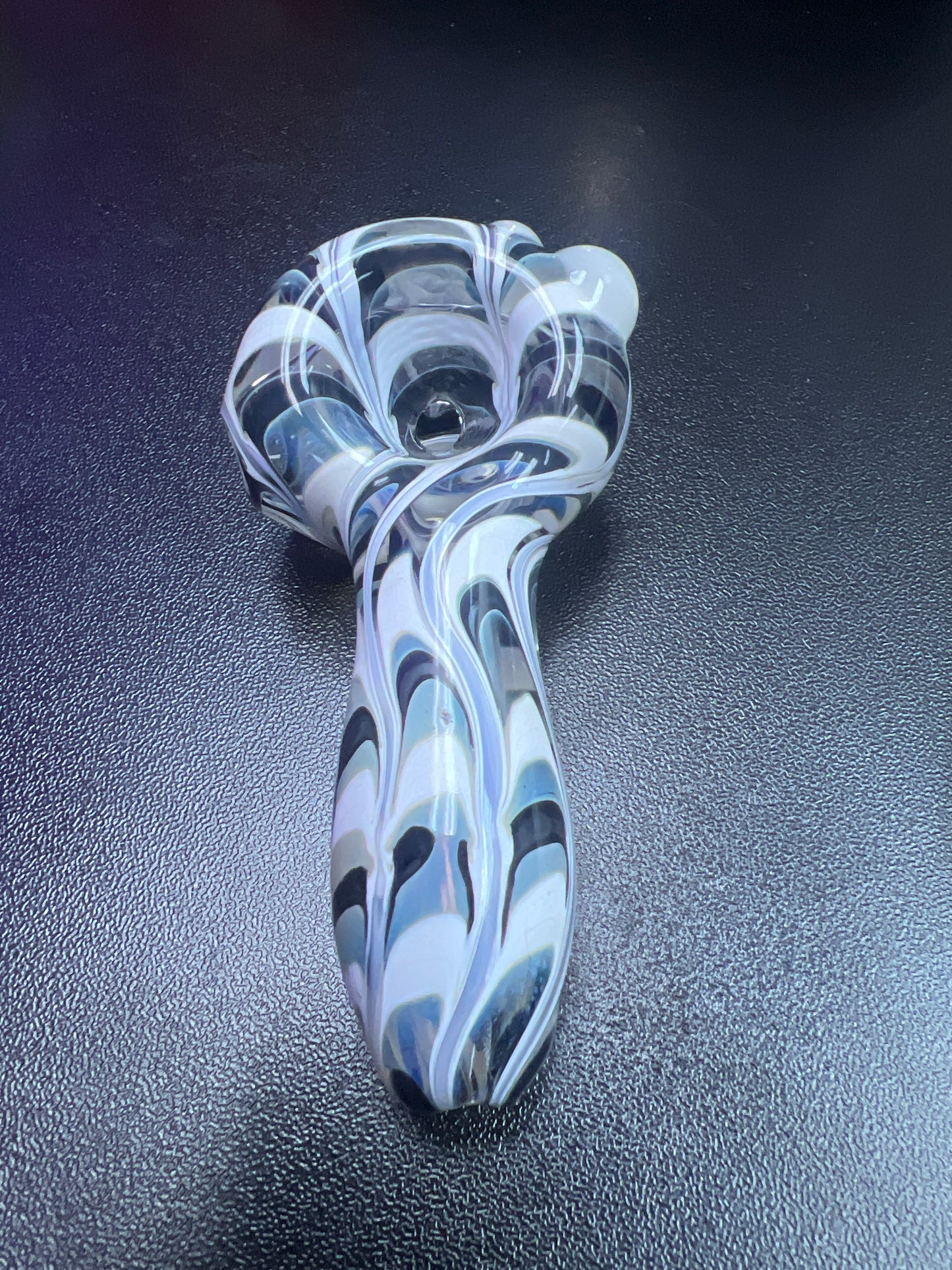 Local Blown Hand Pipe - Yellow Black and Grey Swirl