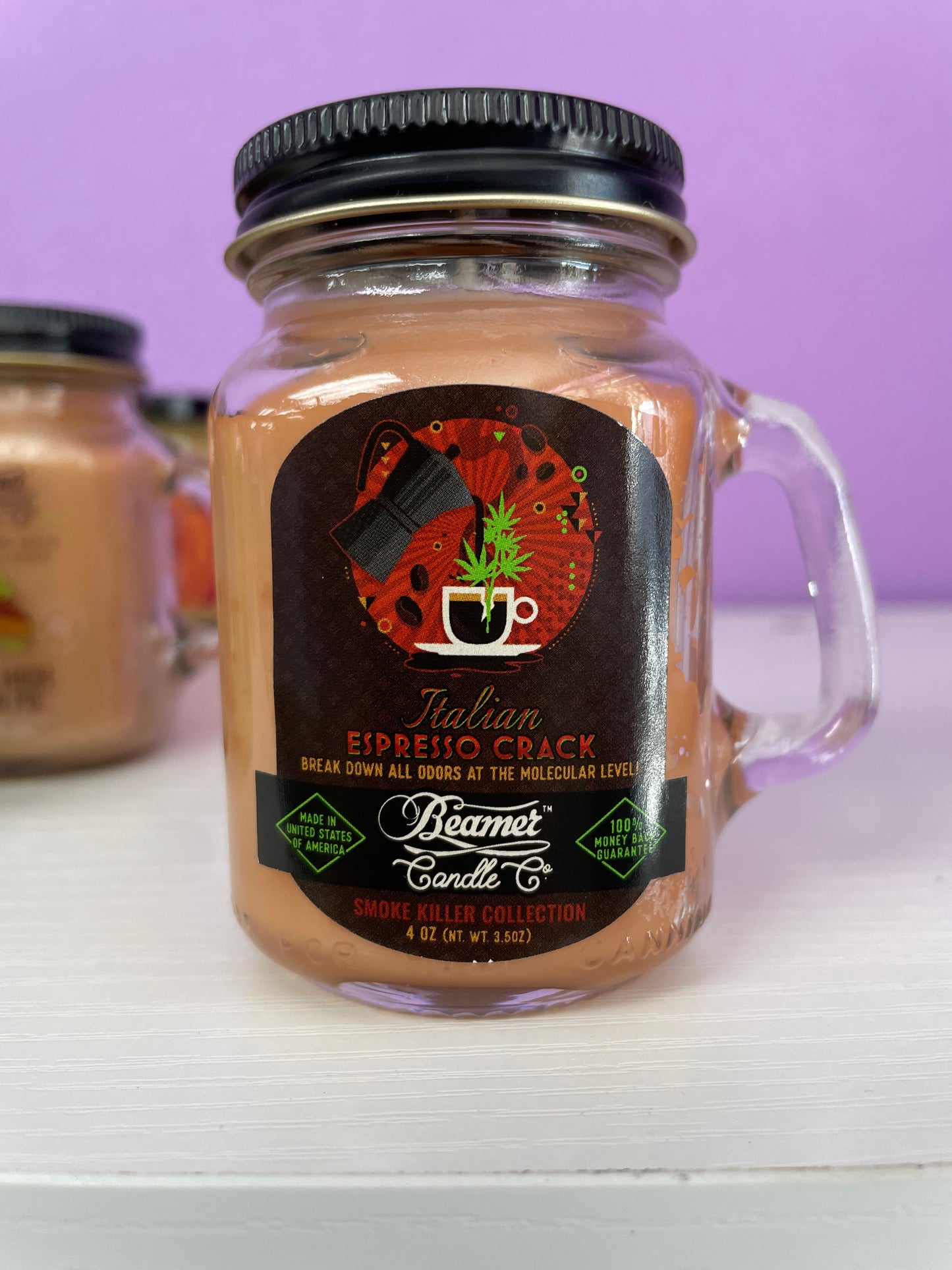 Beamer Candle Co -4oz- Smoke Killer Col- Italian Espresso Crack