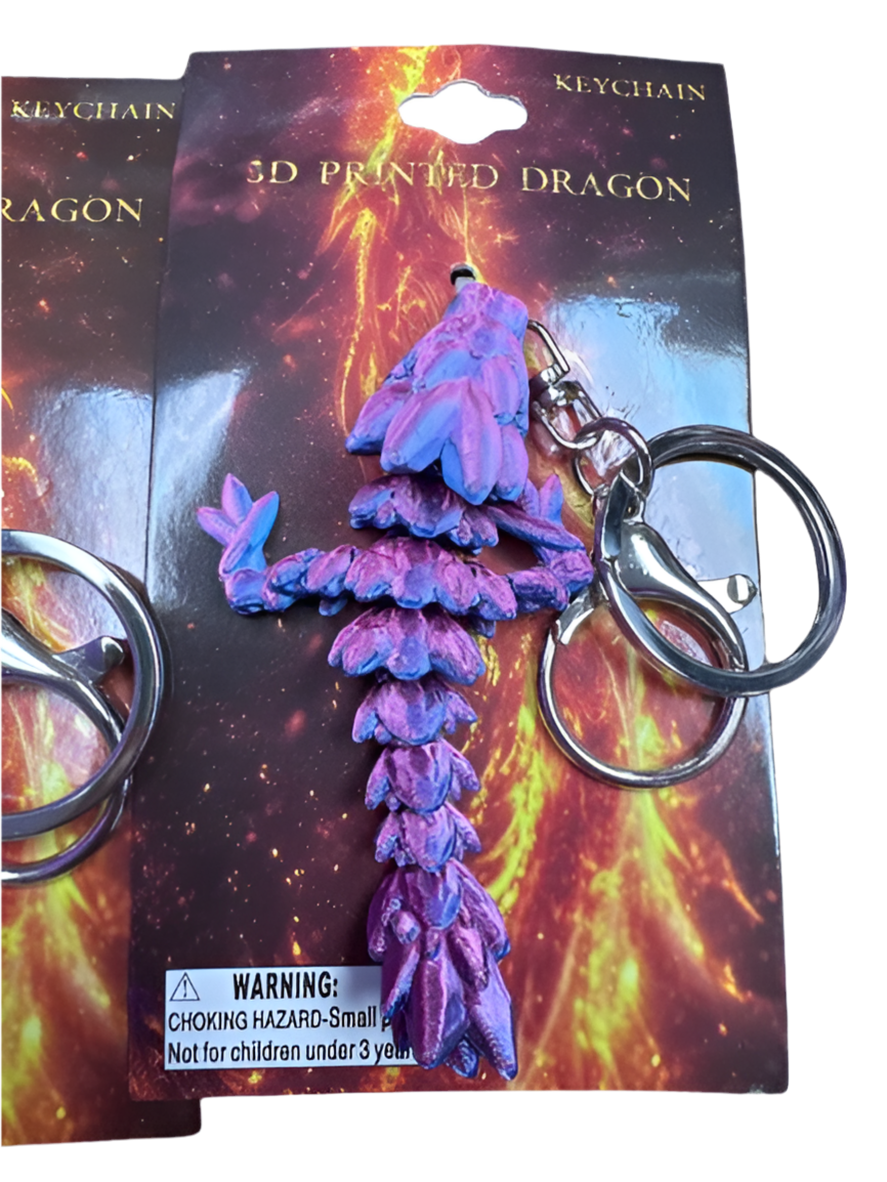 3D Printed Dragons Keychain 1 Count assorted colors