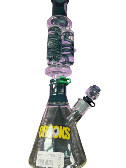 18" Crooks Triple Barrel Detachable Freeze Tube Beaker Water Pipe