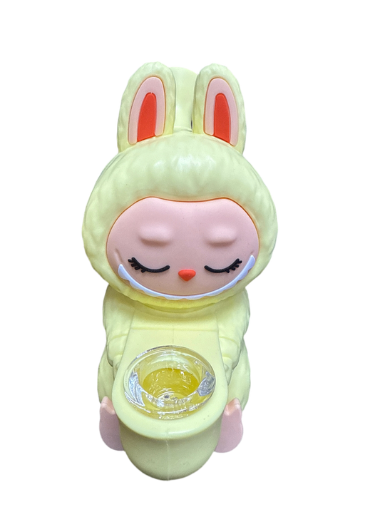 Yellow silicone Labubu pipe