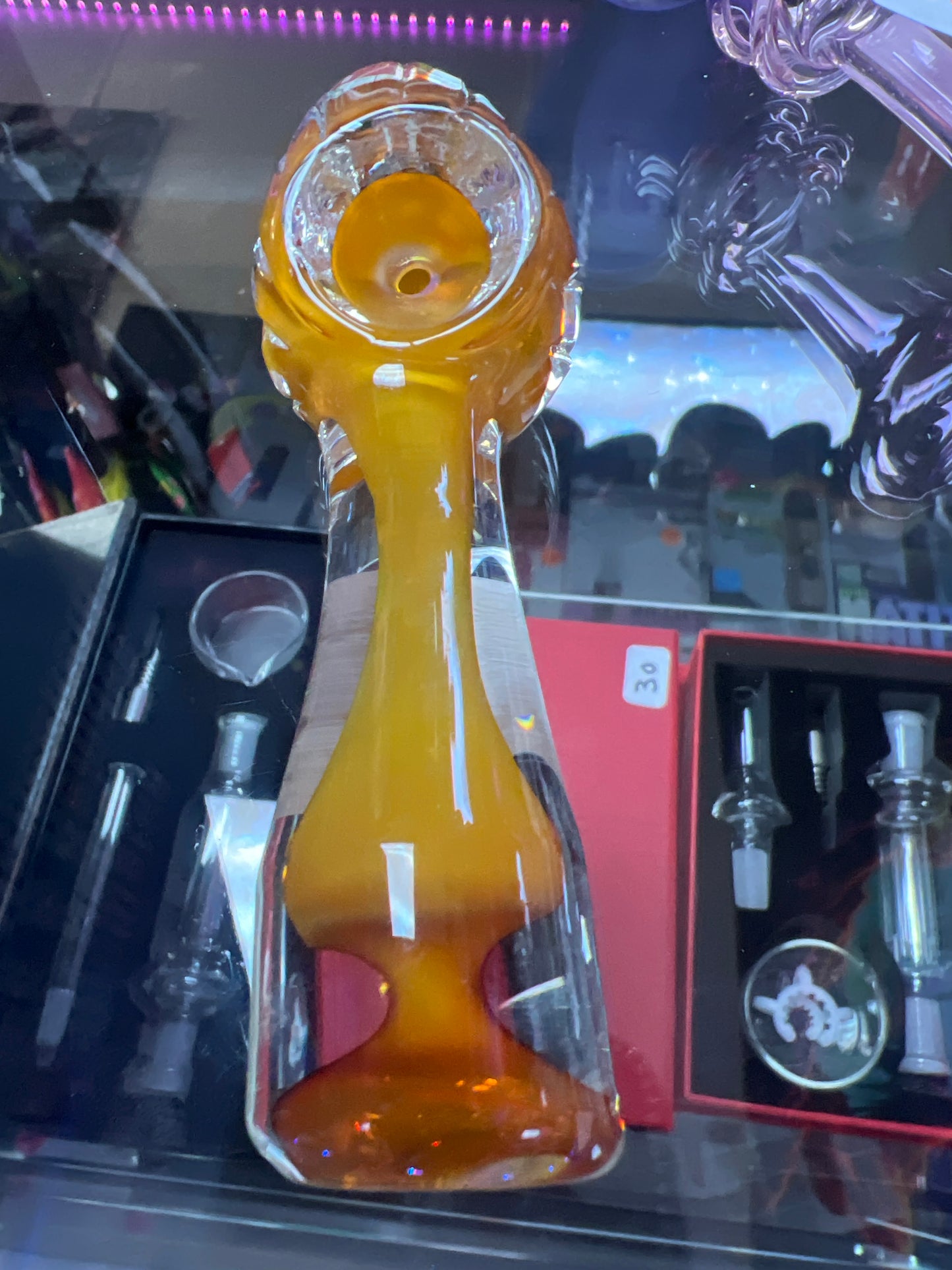 Gold Glass Mushroom Hand Pipe
