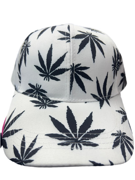 White and Black Leaf Hat