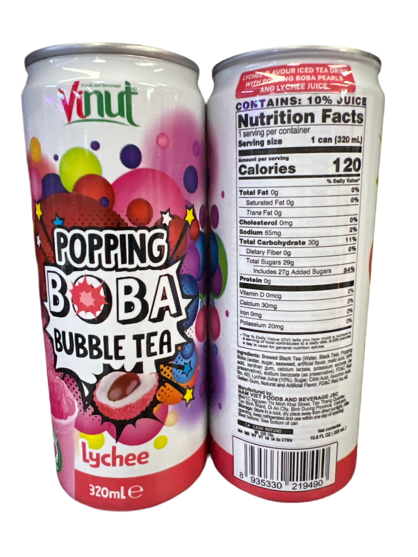 Vinut - lychee bubble tea boba in a can