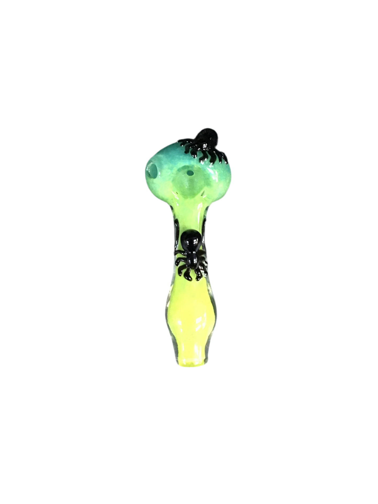 Yellow & Green Local Blown Spider Handpipe