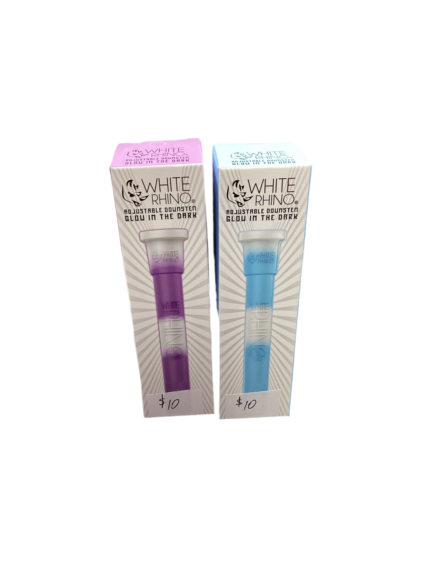 White Rhino Silicone Down Stem- Glow In The Dark