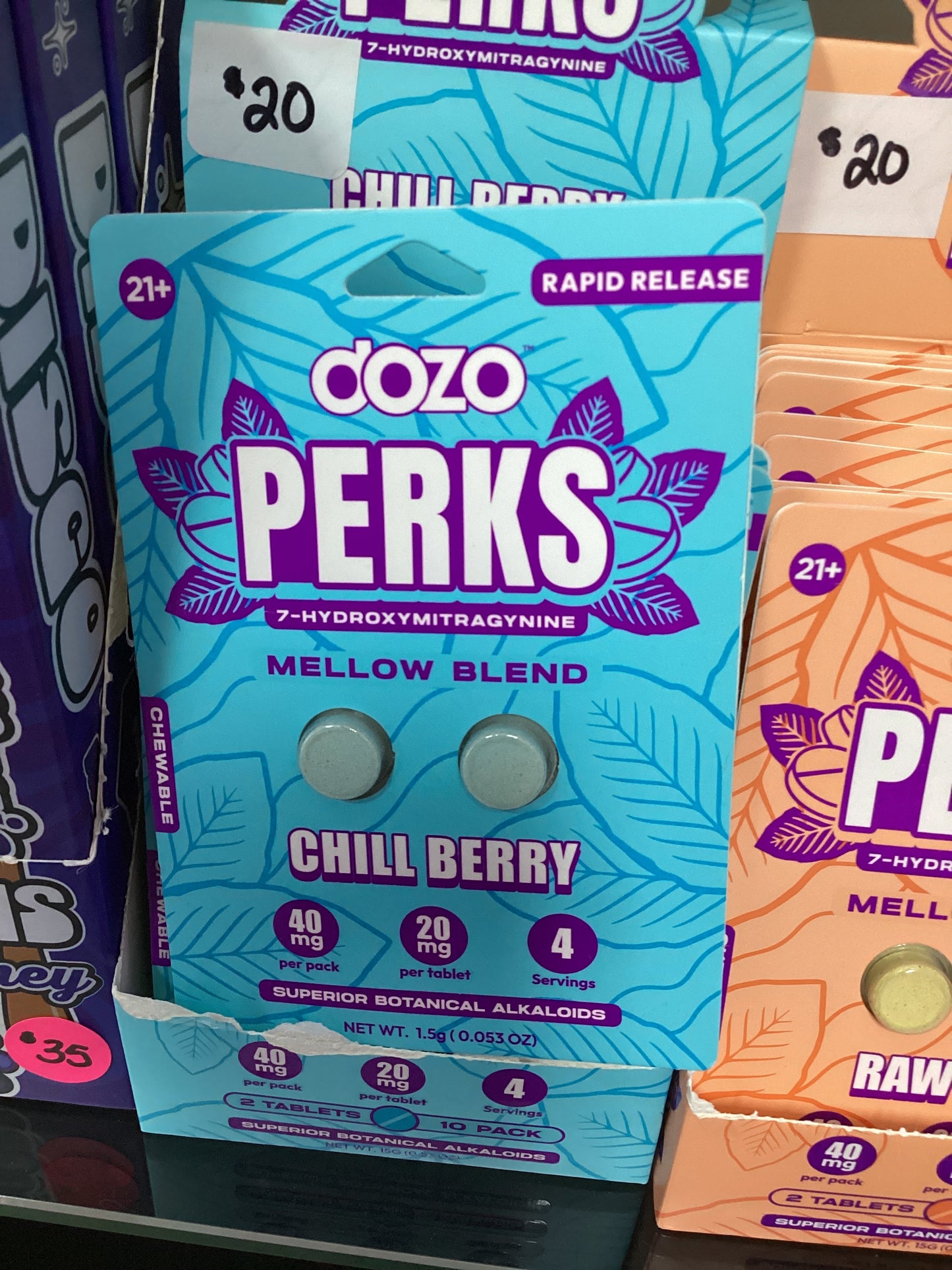 Dozo Perks 7-Hydroxymitragynine - 40mg 2 Tablets - Chill Berry