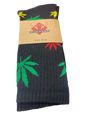 Rasta Colors And Black Marijuana Leaf Socks - Crew