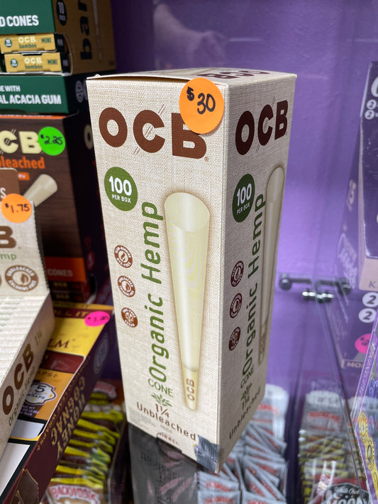 OCB 1 1/4 Organic Cones 100 Pack Box