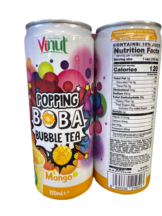 Vinut - mango bubble tea boba in a can