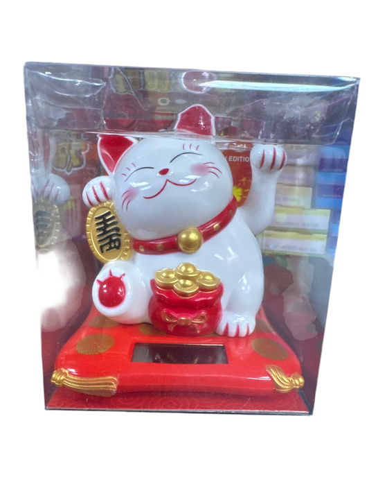 White - Solar Powered Cute Waving Cat For Good Luck