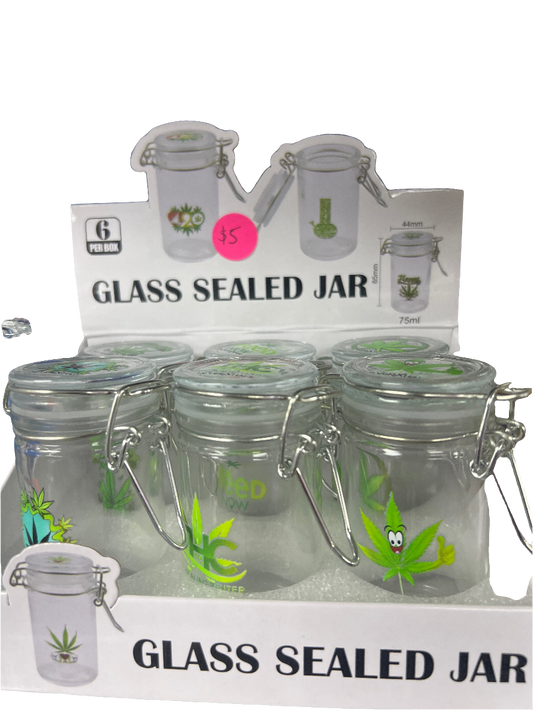 Sealed Glass Jar 75ml Size - Leaf Designs