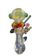 4" Silver Fumed Twist Mid Body w/ Rasta Decoration