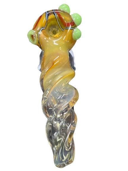 4" Silver Fume Twist Hand Pipe w Bead Decoration